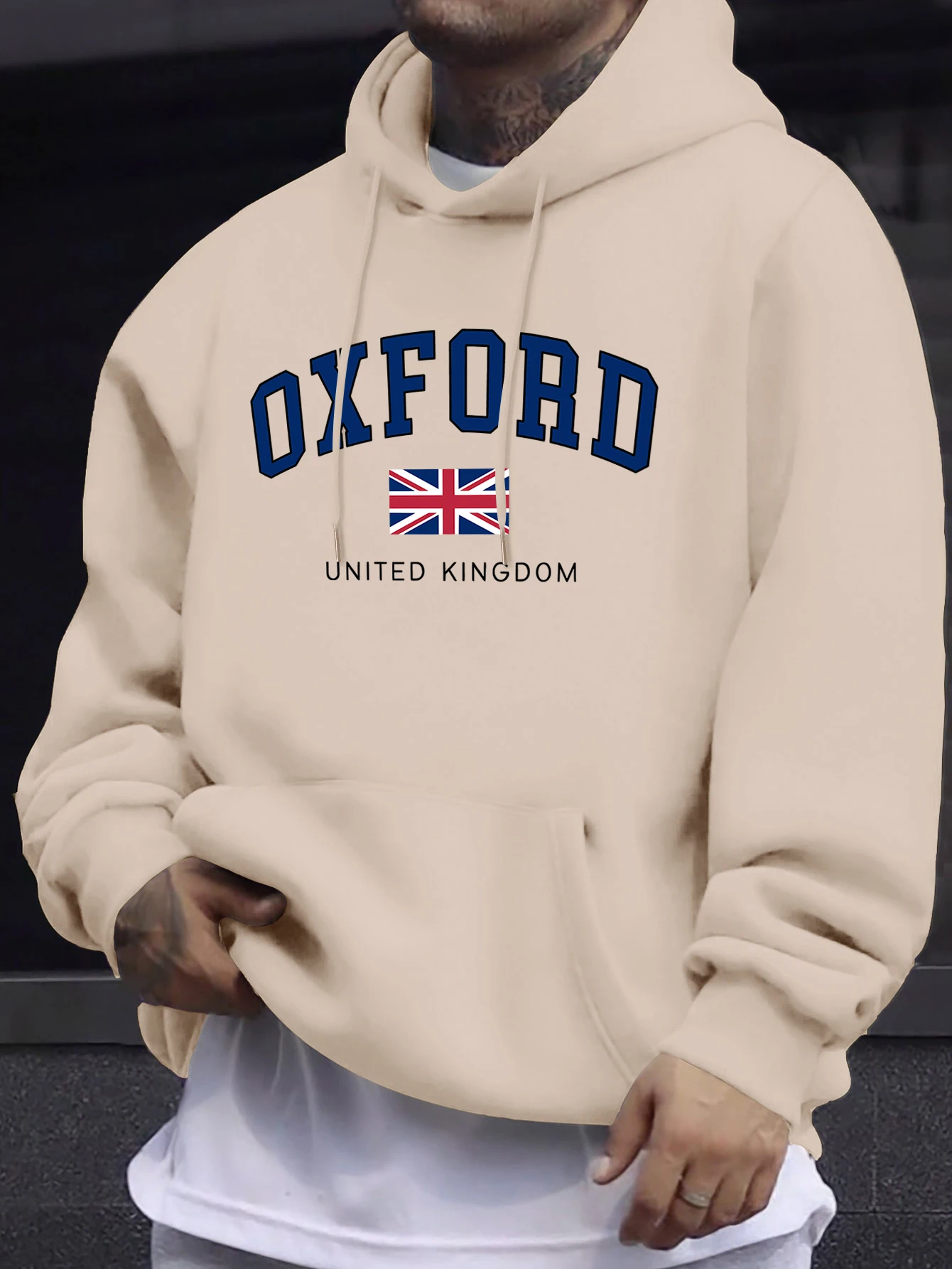 Oxford United Kingdom Letter And Flag Print Men'S Tracksuit Street Loose Hoodie Sport Autumn Sweatshirt Long Sleeved Casual Top