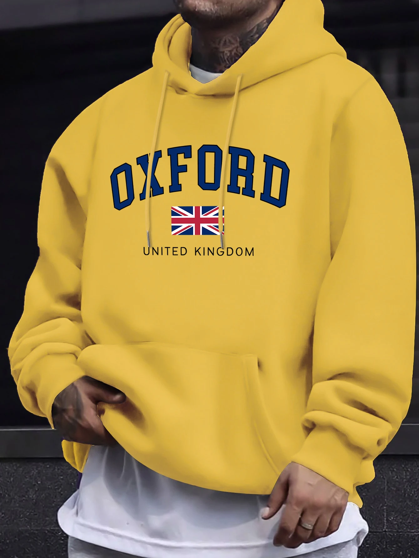Oxford United Kingdom Letter And Flag Print Men'S Tracksuit Street Loose Hoodie Sport Autumn Sweatshirt Long Sleeved Casual Top
