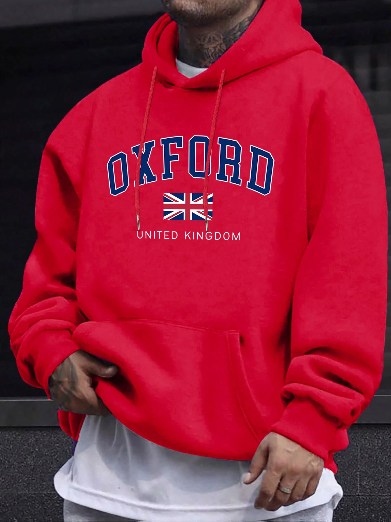 Oxford United Kingdom Letter And Flag Print Men'S Tracksuit Street Loose Hoodie Sport Autumn Sweatshirt Long Sleeved Casual Top