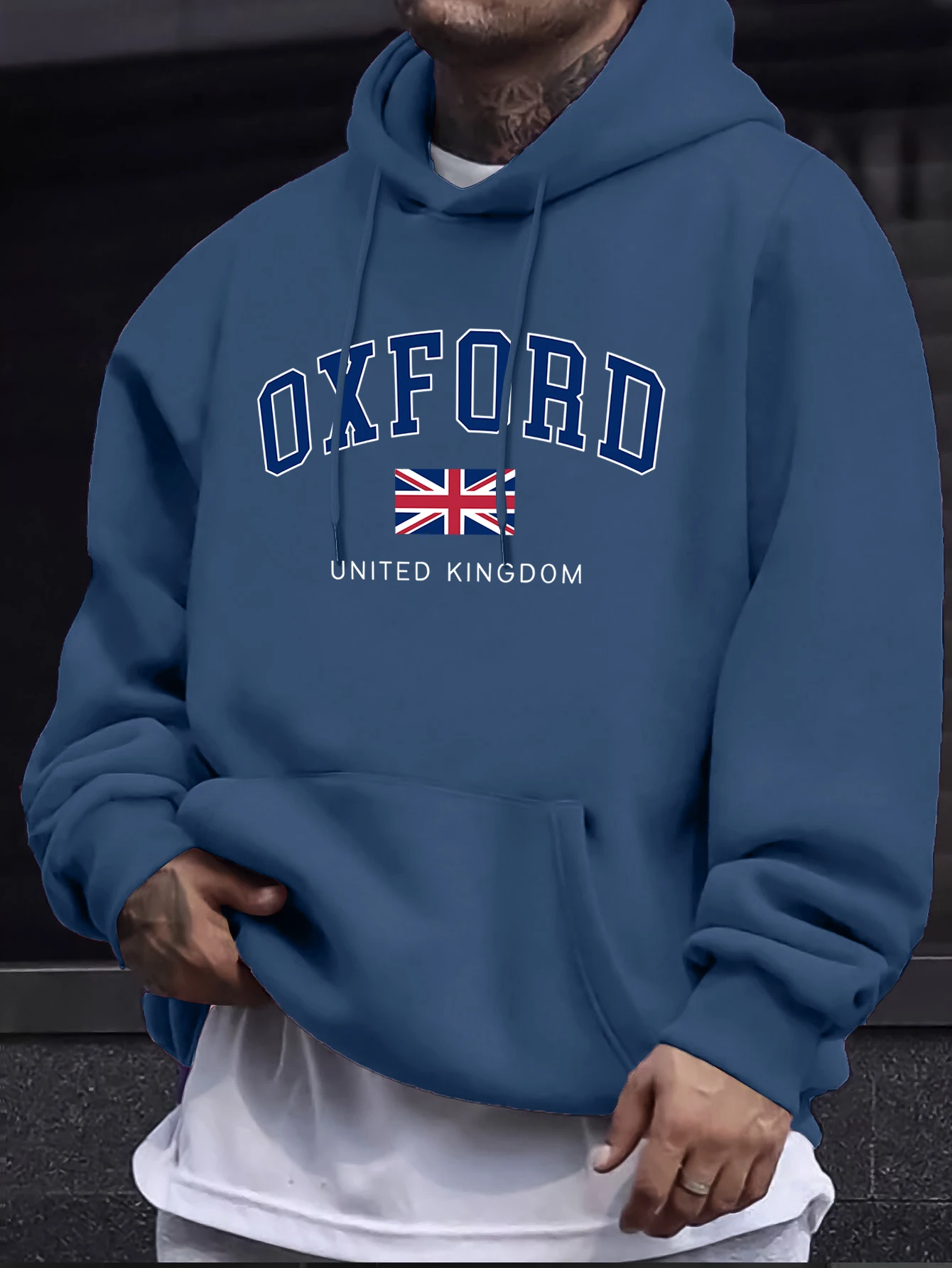 Oxford United Kingdom Letter And Flag Print Men'S Tracksuit Street Loose Hoodie Sport Autumn Sweatshirt Long Sleeved Casual Top