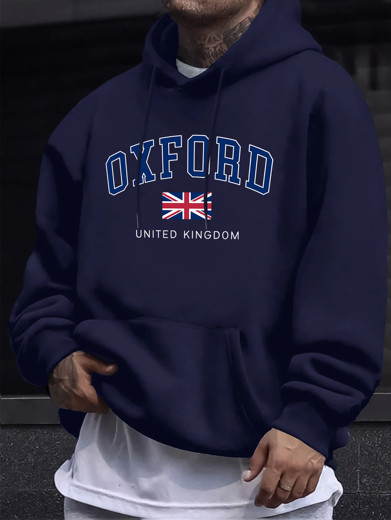 Oxford United Kingdom Letter And Flag Print Men'S Tracksuit Street Loose Hoodie Sport Autumn Sweatshirt Long Sleeved Casual Top