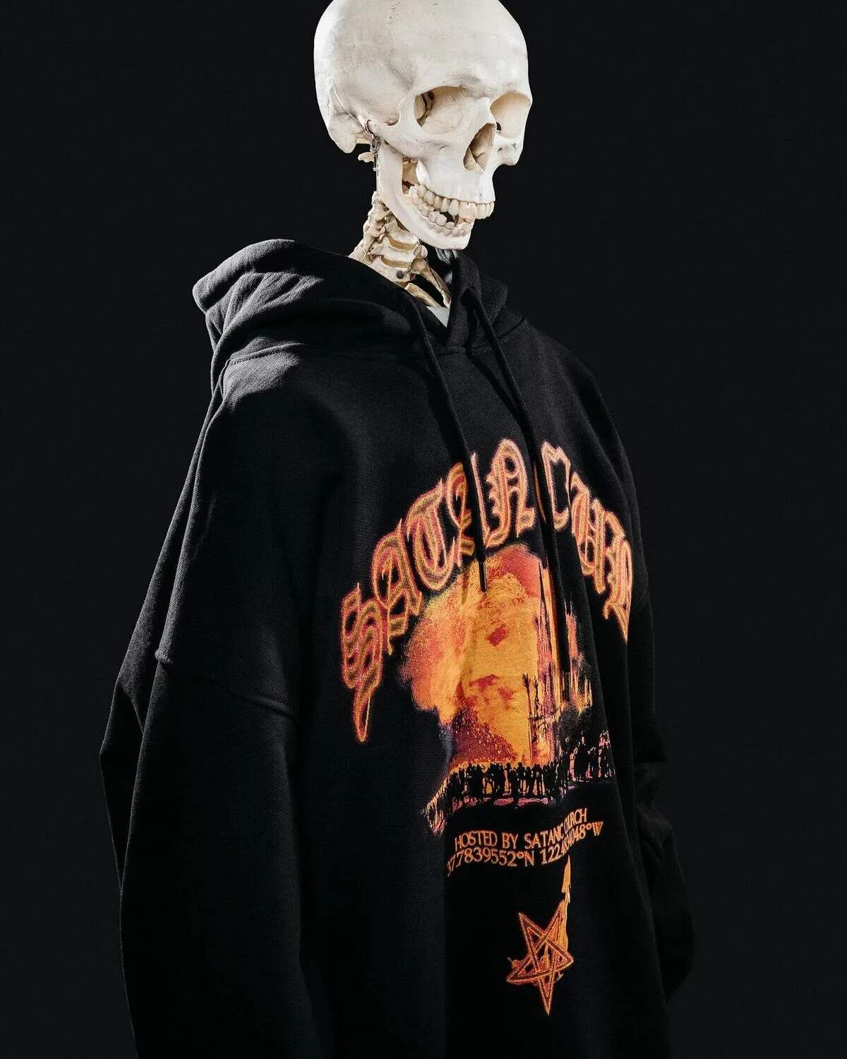 Hip Hop Streetwear Men Hoodie Oversized Pullover Satan Club Graphic Print Y2k Hooded Sweatshirt Harajuku Goth Aesthetic Clothing