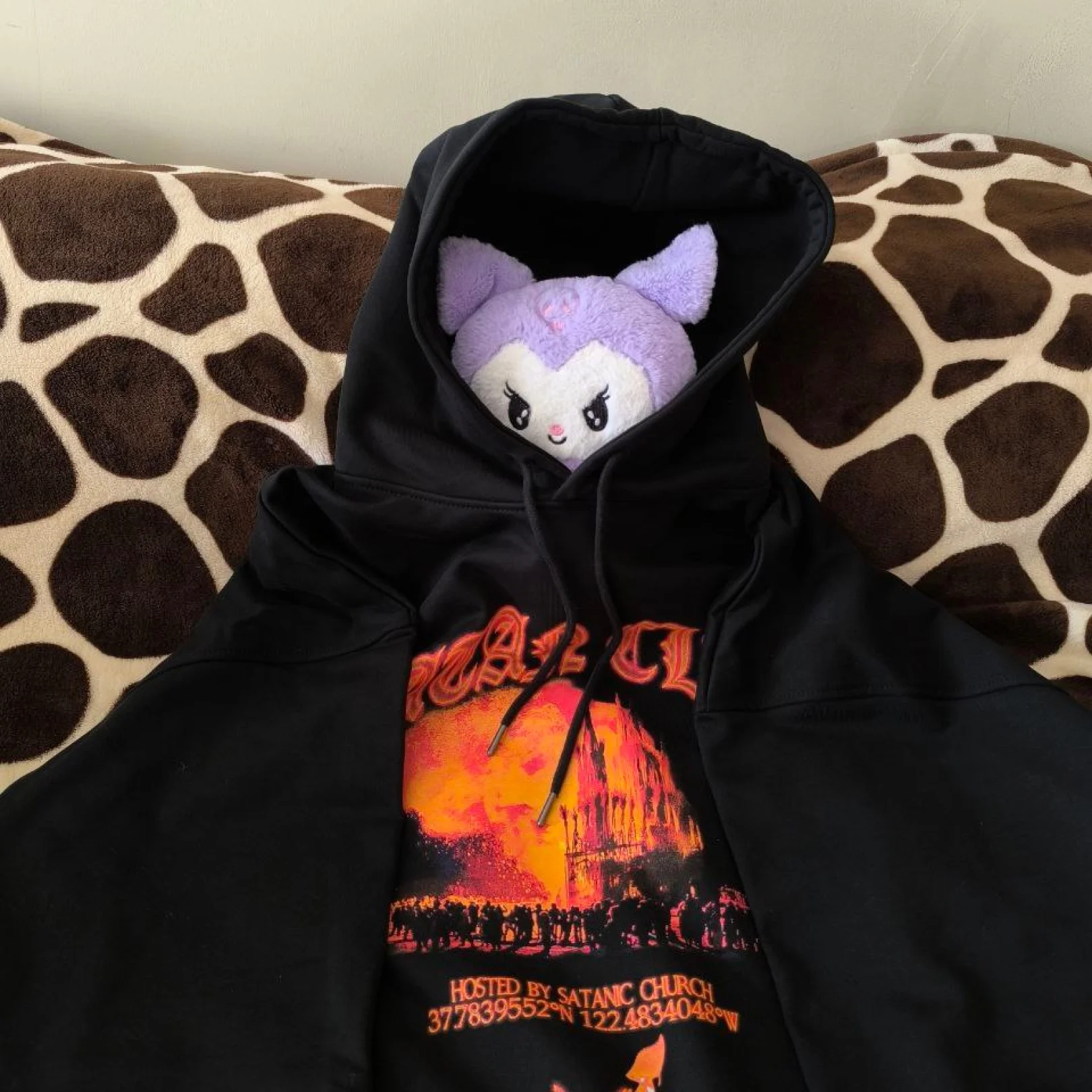 Hip Hop Streetwear Men Hoodie Oversized Pullover Satan Club Graphic Print Y2k Hooded Sweatshirt Harajuku Goth Aesthetic Clothing