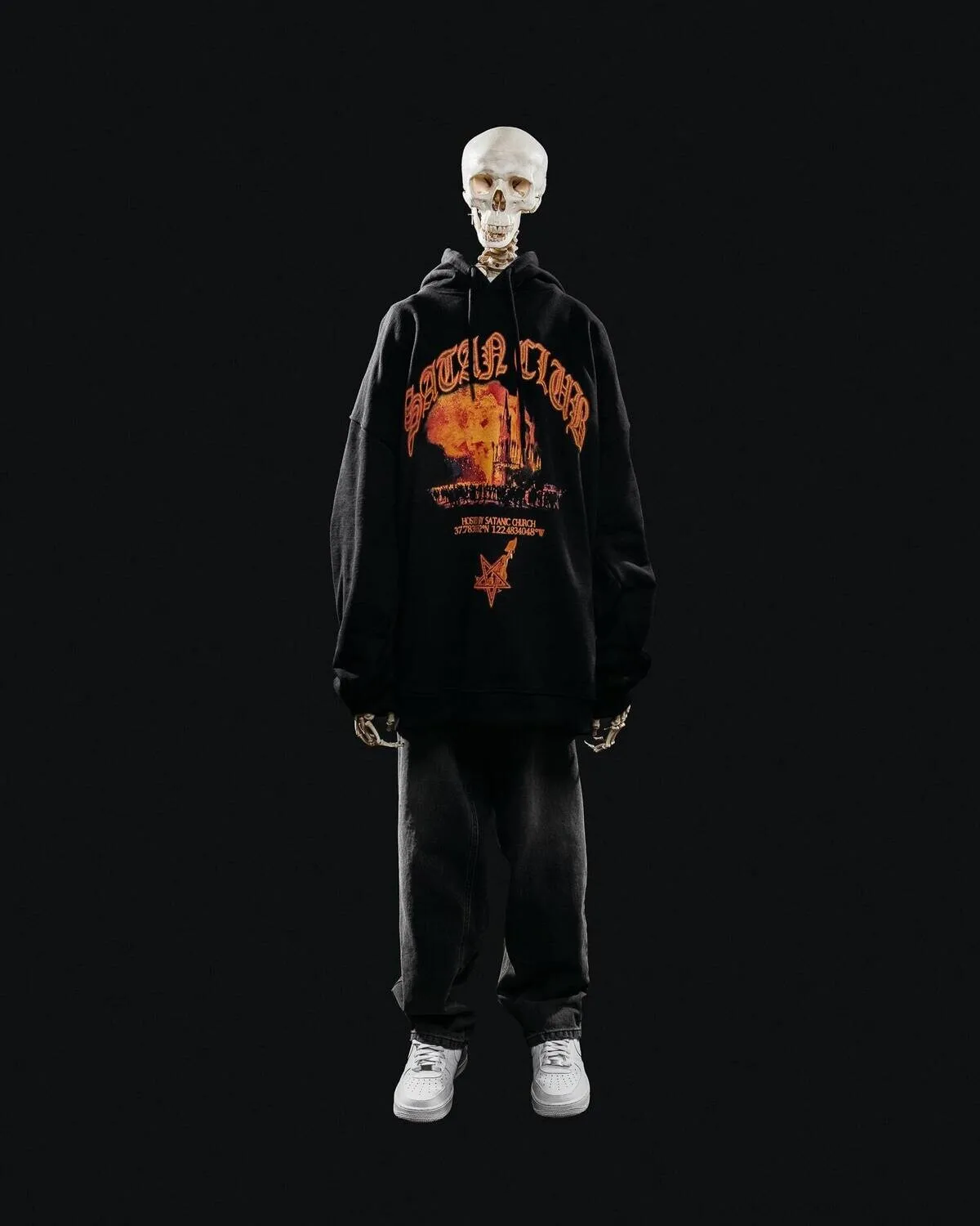 Hip Hop Streetwear Men Hoodie Oversized Pullover Satan Club Graphic Print Y2k Hooded Sweatshirt Harajuku Goth Aesthetic Clothing