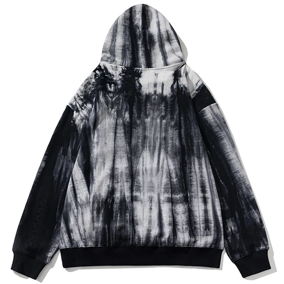 Vintage Tie Dye Hoodie Oversized Harajuku Streetwear Hip Hop Hoodie Pullover Sweatshirt Men Retro Loose Casual Hoodies