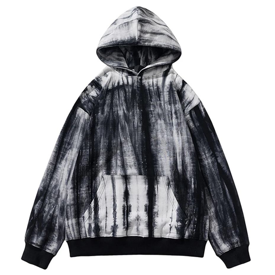 Vintage Tie Dye Hoodie Oversized Harajuku Streetwear Hip Hop Hoodie Pullover Sweatshirt Men Retro Loose Casual Hoodies