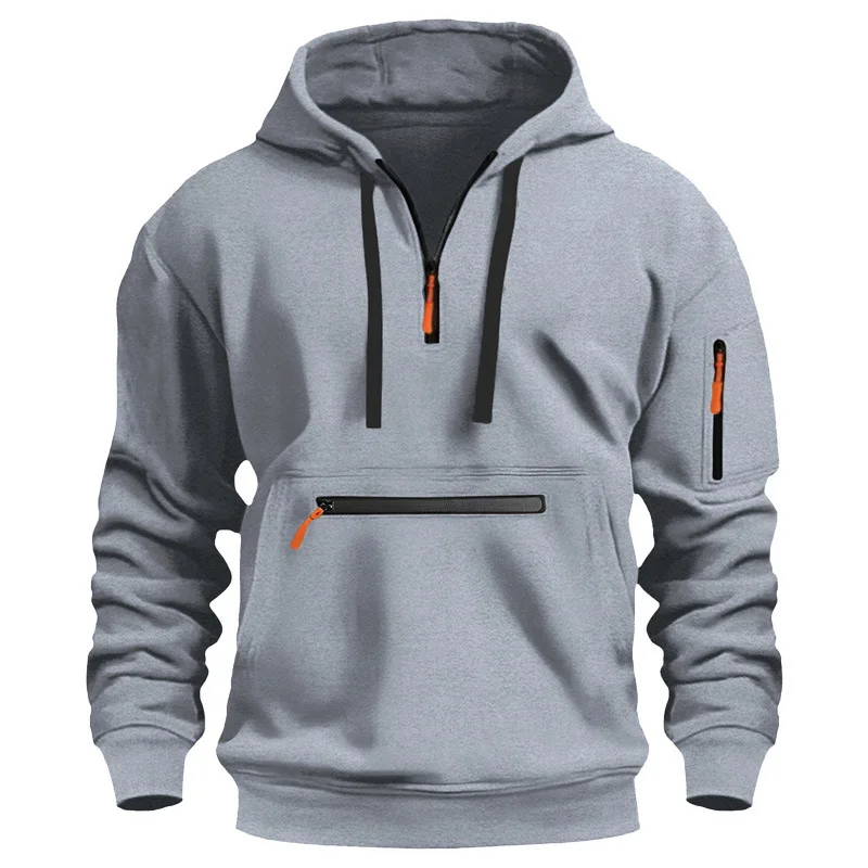 2025 New Men's Hoodies Winter Hooded Shirt Wear Fleece Multi Pocket Fashion Tops Hoody Loose Oversized Pullover Man Clothing