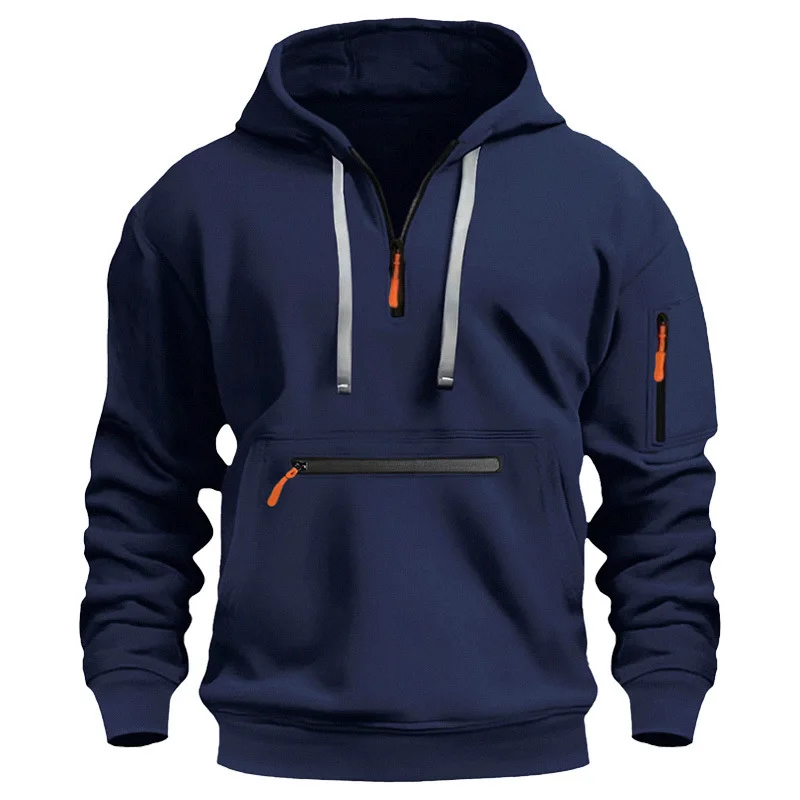 2025 New Men's Hoodies Winter Hooded Shirt Wear Fleece Multi Pocket Fashion Tops Hoody Loose Oversized Pullover Man Clothing