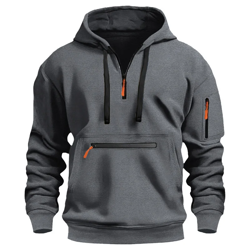 2025 New Men's Hoodies Winter Hooded Shirt Wear Fleece Multi Pocket Fashion Tops Hoody Loose Oversized Pullover Man Clothing