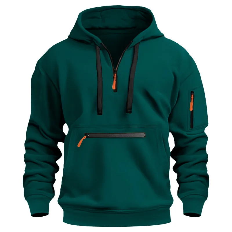 2025 New Men's Hoodies Winter Hooded Shirt Wear Fleece Multi Pocket Fashion Tops Hoody Loose Oversized Pullover Man Clothing
