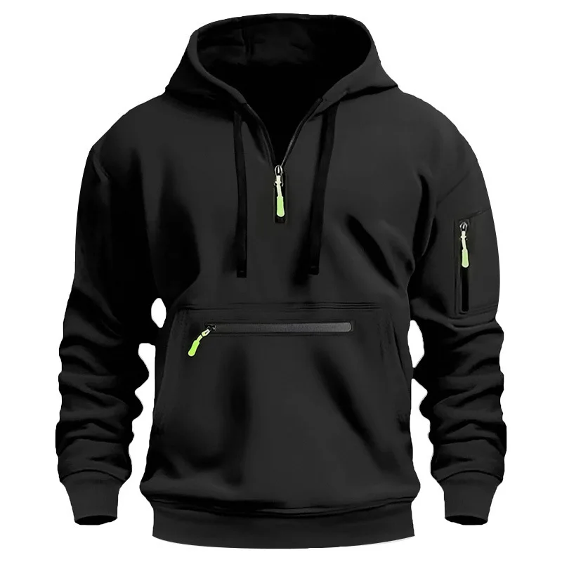 2025 New Men's Hoodies Winter Hooded Shirt Wear Fleece Multi Pocket Fashion Tops Hoody Loose Oversized Pullover Man Clothing