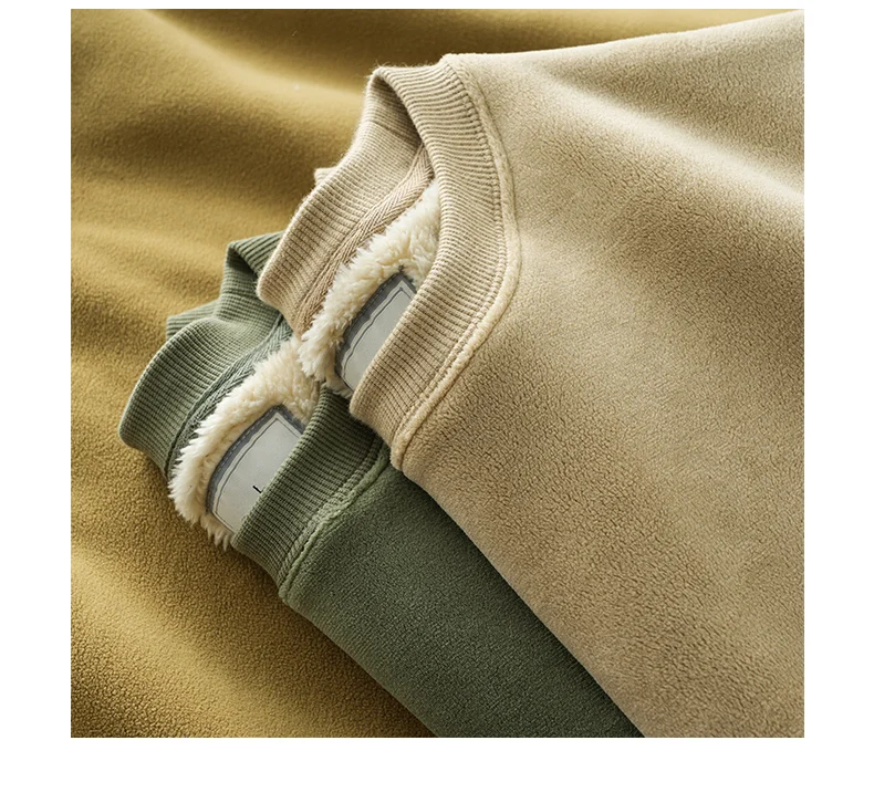 DUKEEN 600G Heavyweight Fleece Sweatshirts for Men 2025 Autumn and Winter Solid Color Basic Thick Warm Pullover Men's Clothing
