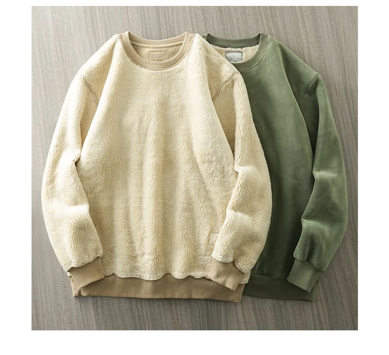 DUKEEN 600G Heavyweight Fleece Sweatshirts for Men 2025 Autumn and Winter Solid Color Basic Thick Warm Pullover Men's Clothing