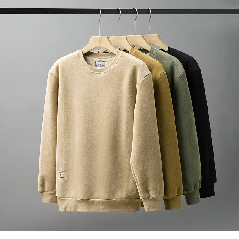 DUKEEN 600G Heavyweight Fleece Sweatshirts for Men 2025 Autumn and Winter Solid Color Basic Thick Warm Pullover Men's Clothing