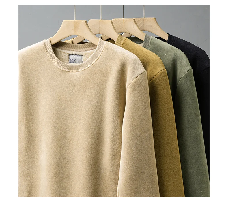 DUKEEN 600G Heavyweight Fleece Sweatshirts for Men 2025 Autumn and Winter Solid Color Basic Thick Warm Pullover Men's Clothing