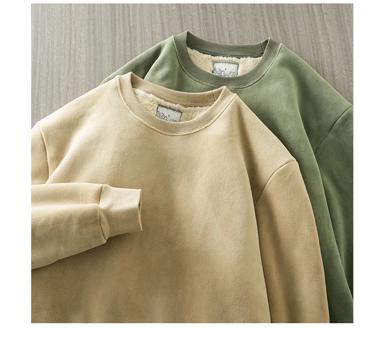 DUKEEN 600G Heavyweight Fleece Sweatshirts for Men 2025 Autumn and Winter Solid Color Basic Thick Warm Pullover Men's Clothing