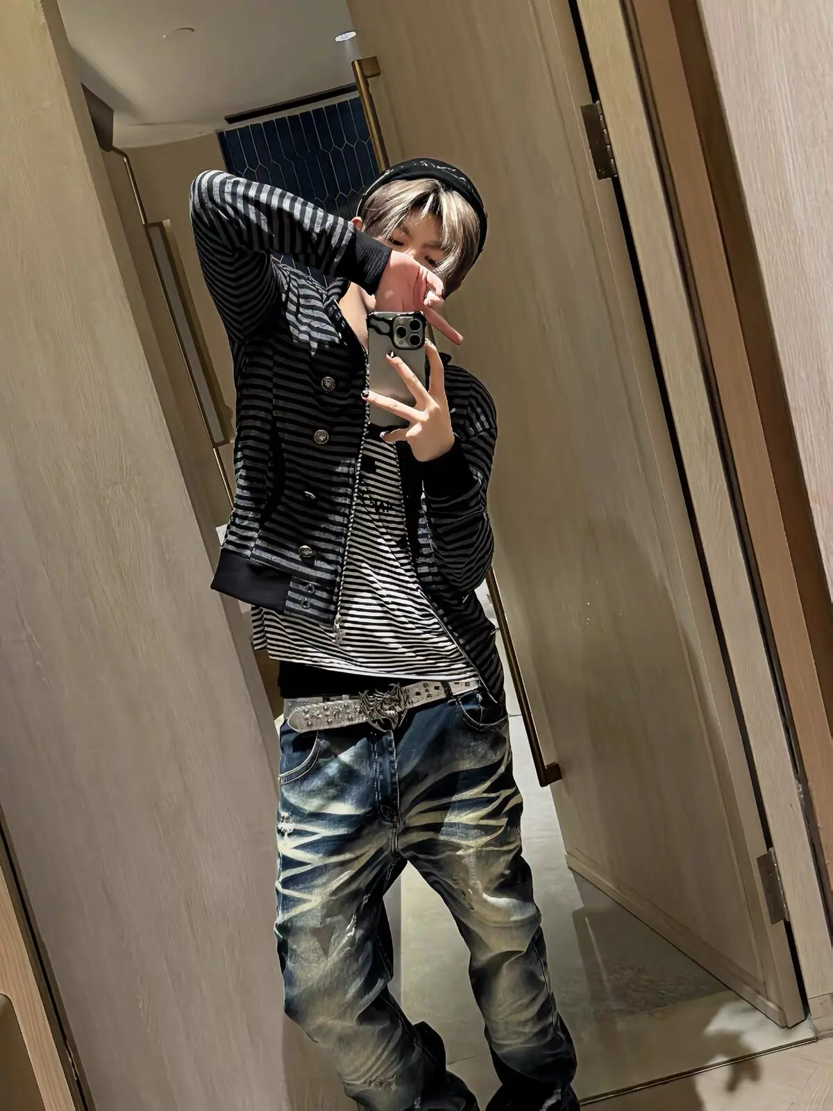 American Vintage Y2K Striped Hoodie Jacket Autumn Casual Fashion Street Style Loose Men Double Breasted Design Hooded Sweatshirt