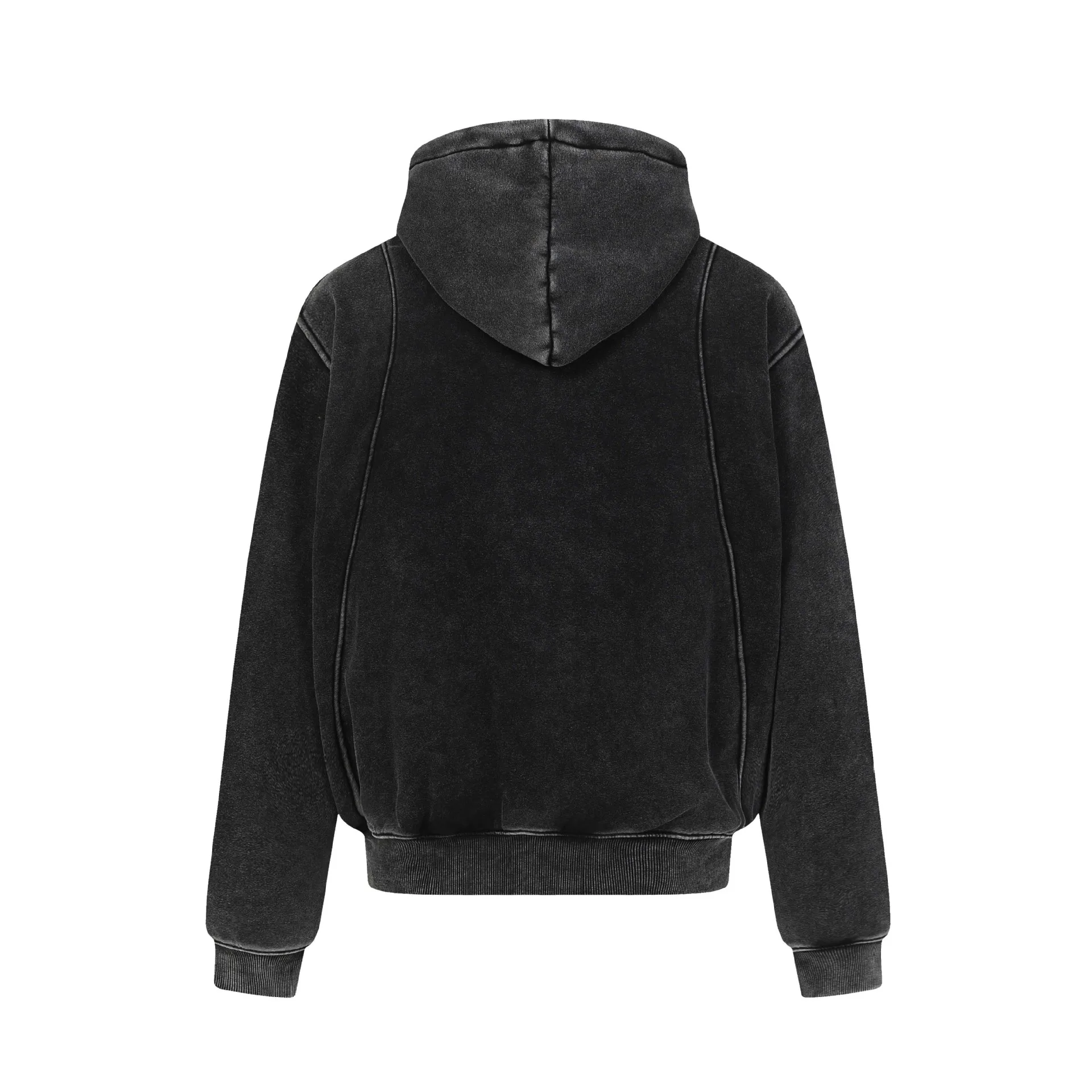 American Retro High Street Hoodie for Men Washed Patchwork DesignY2k Streetwear Autumn Winter Thick Loose Casual Hooded Pullover