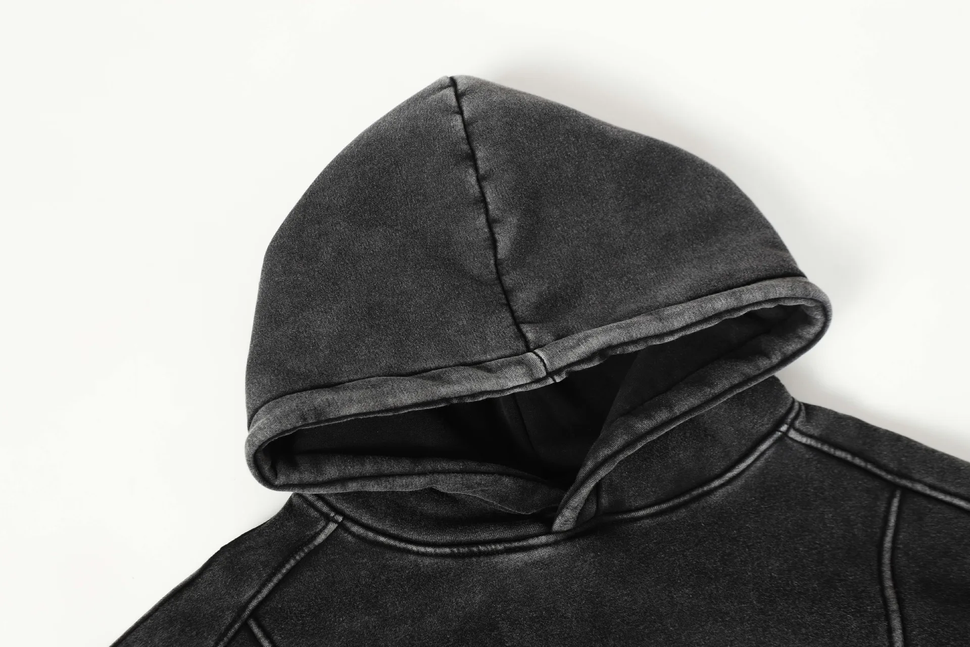 American Retro High Street Hoodie for Men Washed Patchwork DesignY2k Streetwear Autumn Winter Thick Loose Casual Hooded Pullover