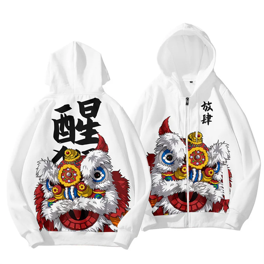 Coats Japanese Style Fashion Plum Blossom Crane 3D Print Men's Hoodies Boys Sweatshirt Long Sleeve Zipper Hoodie Brand Clothing