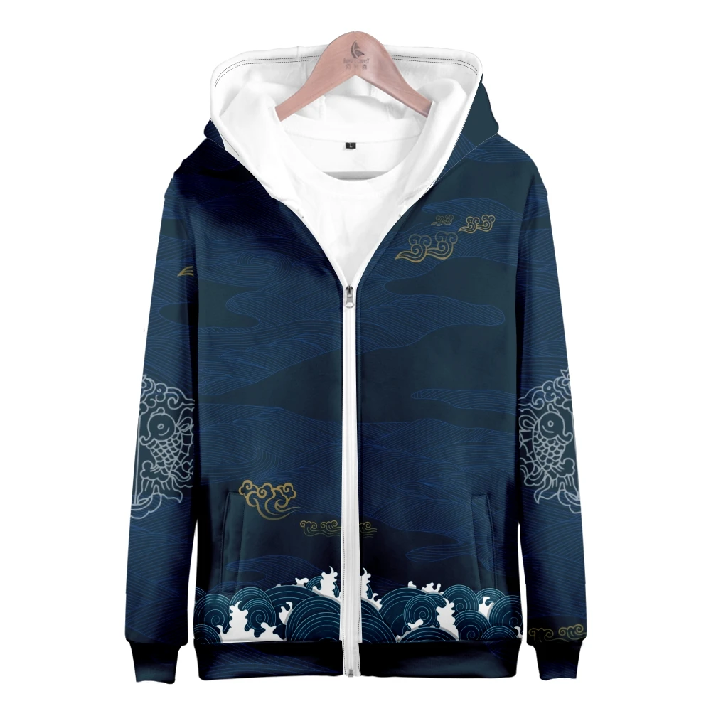 Coats Japanese Style Fashion Plum Blossom Crane 3D Print Men's Hoodies Boys Sweatshirt Long Sleeve Zipper Hoodie Brand Clothing