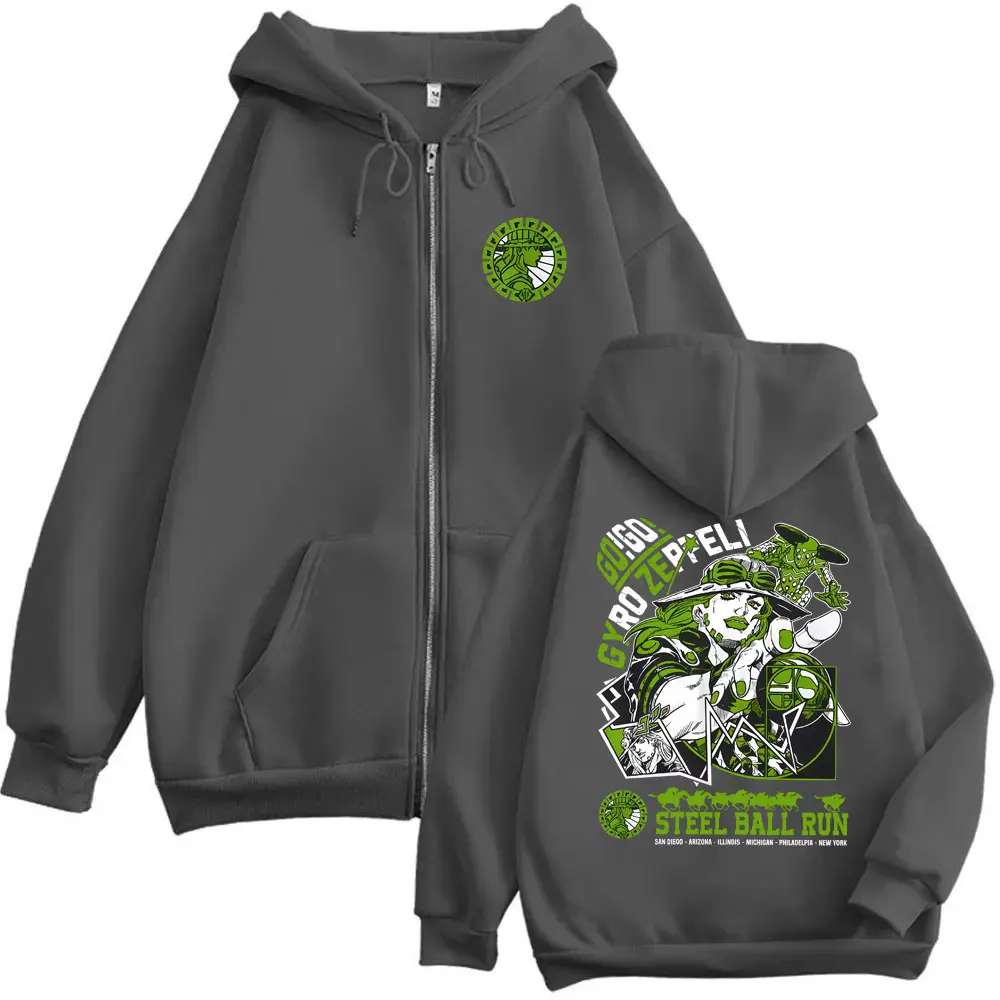 Anime JoJo's Bizarre Adventure Jolyne Jotaro Graphic Zipper Hoodie Men Women Manga Fashion Vintage Oversized Zip Up Jacket Coat