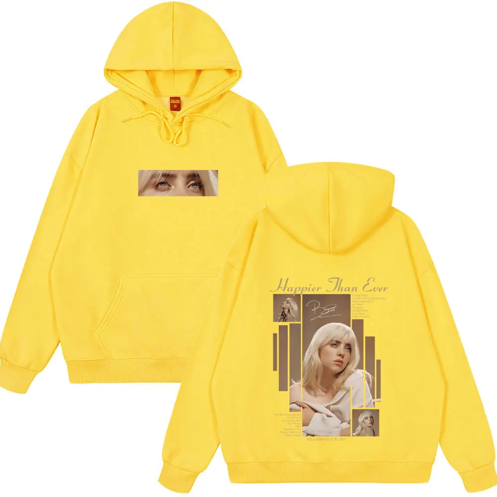 Happier Than Ever 2025 Hoodie Men Women Fashion Pop Music Pullover Hoodies Man Vintage Hip Hop Oversized Wears Cotton Tracksuits