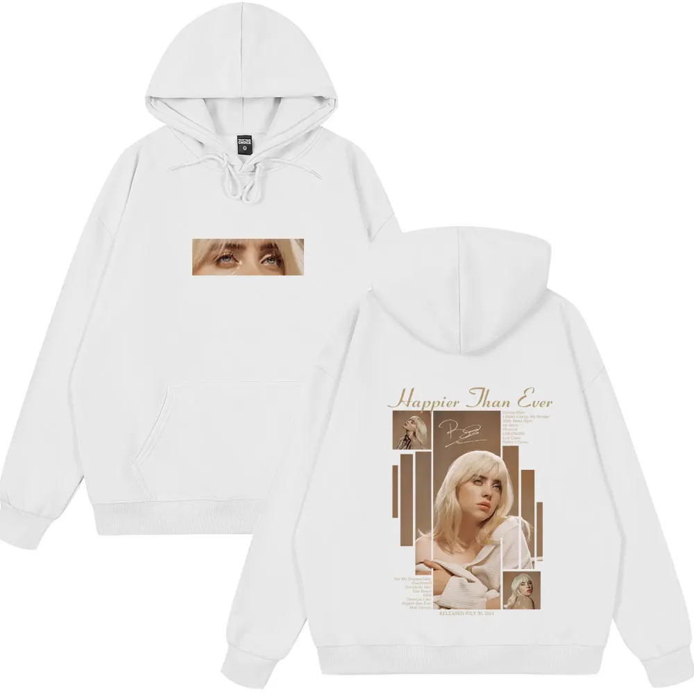 Happier Than Ever 2025 Hoodie Men Women Fashion Pop Music Pullover Hoodies Man Vintage Hip Hop Oversized Wears Cotton Tracksuits