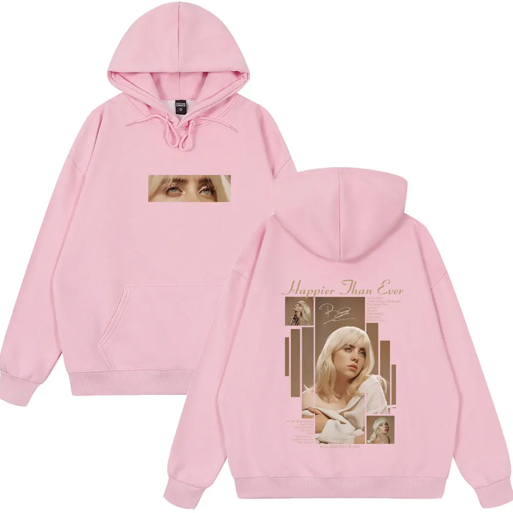 Happier Than Ever 2025 Hoodie Men Women Fashion Pop Music Pullover Hoodies Man Vintage Hip Hop Oversized Wears Cotton Tracksuits