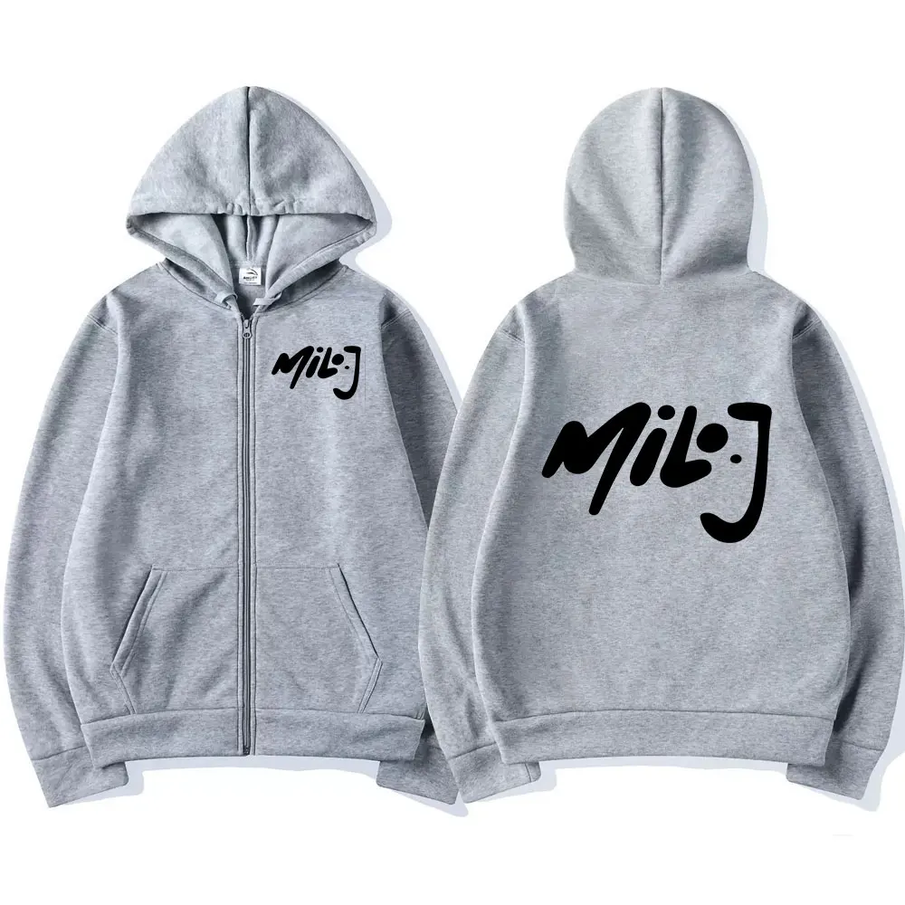 Rapper Milo J Logo Merch Zipper Hoodies Men's Women Fashion Hip Hop Zip Up Hooded Sweatshirts Casual Oversized Jackets Pullovers