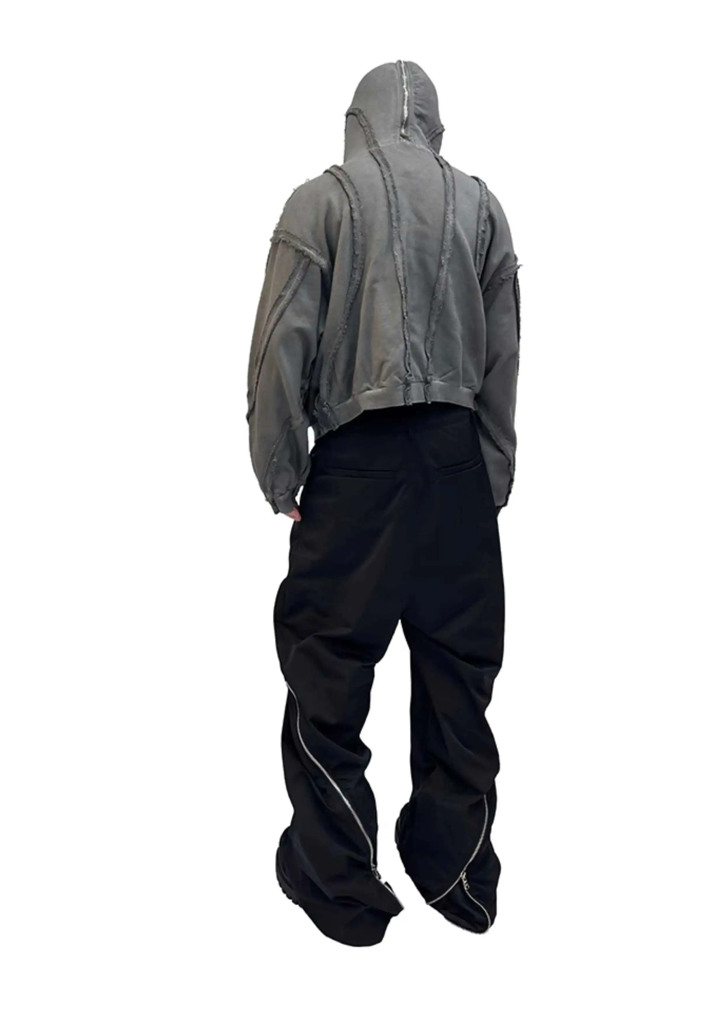 HKSH Autumn New Men's Tide Punk Sweatshirt Deconstruction Streetwear Chic Cardigan High Street Niche Design Masked Hoodie HK2435