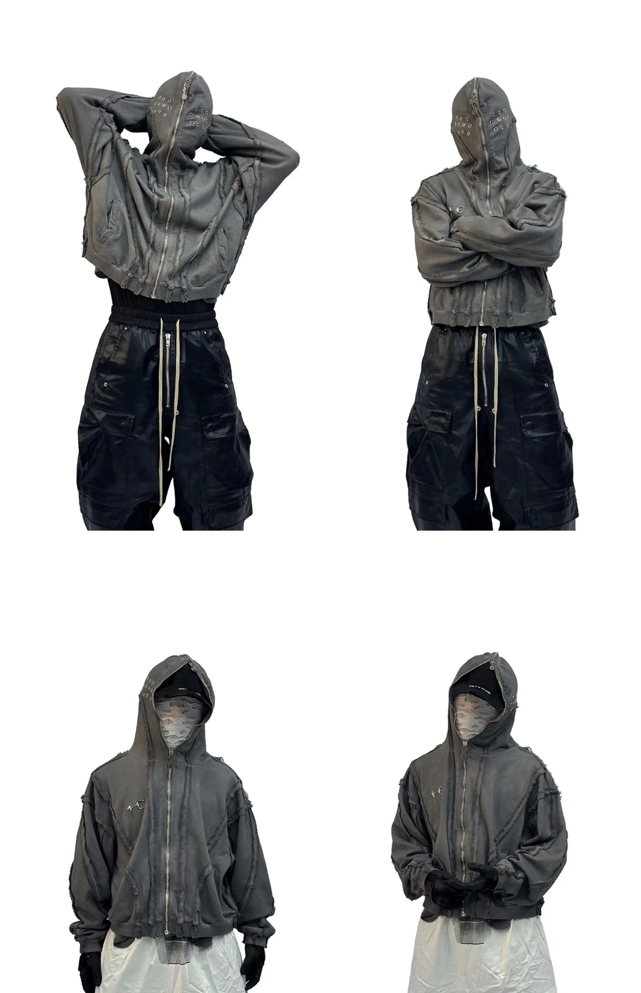 HKSH Autumn New Men's Tide Punk Sweatshirt Deconstruction Streetwear Chic Cardigan High Street Niche Design Masked Hoodie HK2435