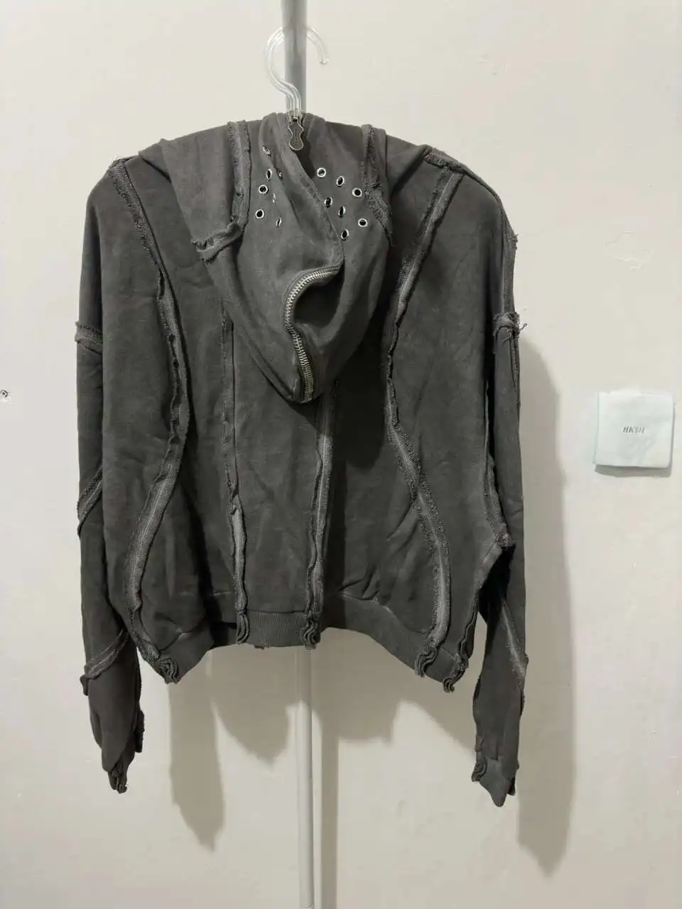 HKSH Autumn New Men's Tide Punk Sweatshirt Deconstruction Streetwear Chic Cardigan High Street Niche Design Masked Hoodie HK2435