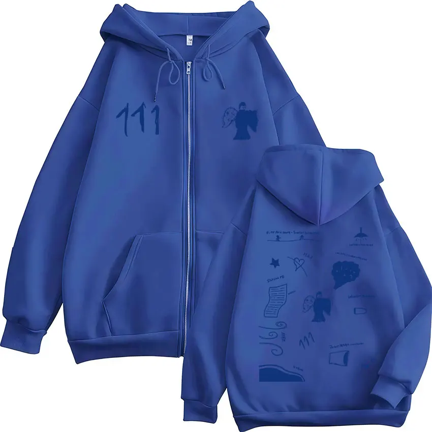 Rapper Milo J 111 Album Tour Zipper Hoodies Men's Women Zip Up Long Sleeve Sweatshirts Fashion Hip Hop Oversized Pullovers Coats