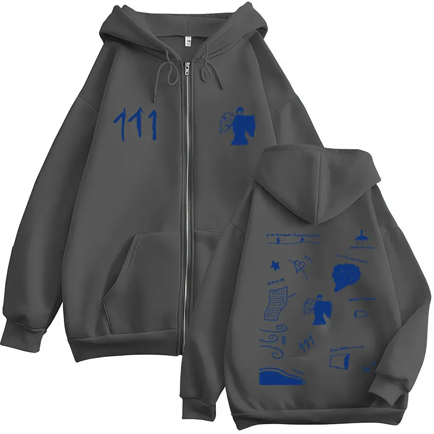 Rapper Milo J 111 Album Tour Zipper Hoodies Men's Women Zip Up Long Sleeve Sweatshirts Fashion Hip Hop Oversized Pullovers Coats