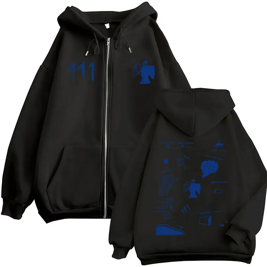 Rapper Milo J 111 Album Tour Zipper Hoodies Men's Women Zip Up Long Sleeve Sweatshirts Fashion Hip Hop Oversized Pullovers Coats