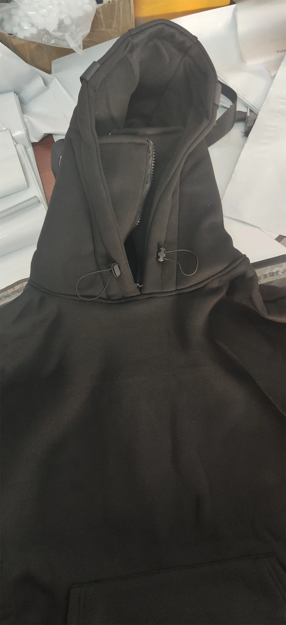 Streetwear Hoodies Harajuku Y2K Hip Hop Sweatshirts High Neck Mask Windproof Pullovers Dark Black Techwear Cargo Tops