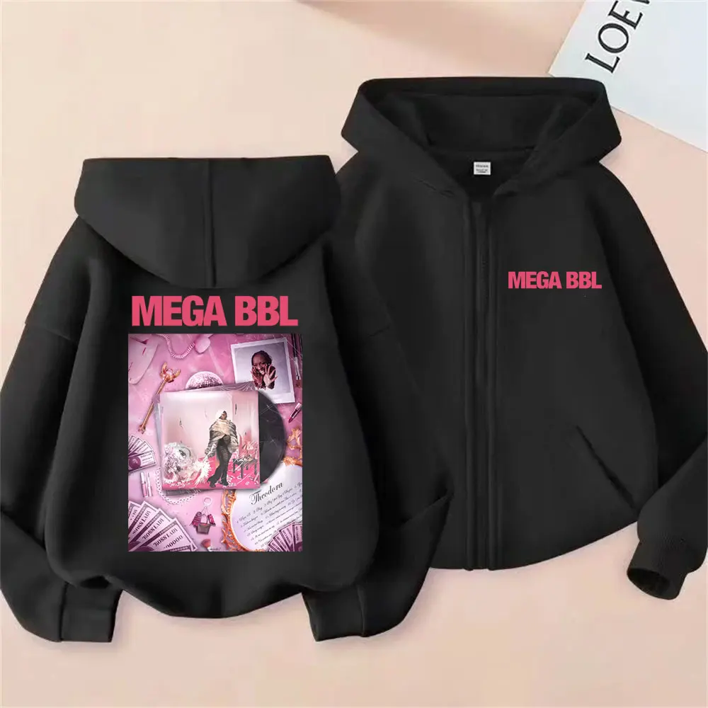 Theodora Mega Bbl Album Graphic Zipper Hoodie Men Women Clothing Fashion Oversized Zip Up Jacket Coat Man Casual Vintage Hoodies