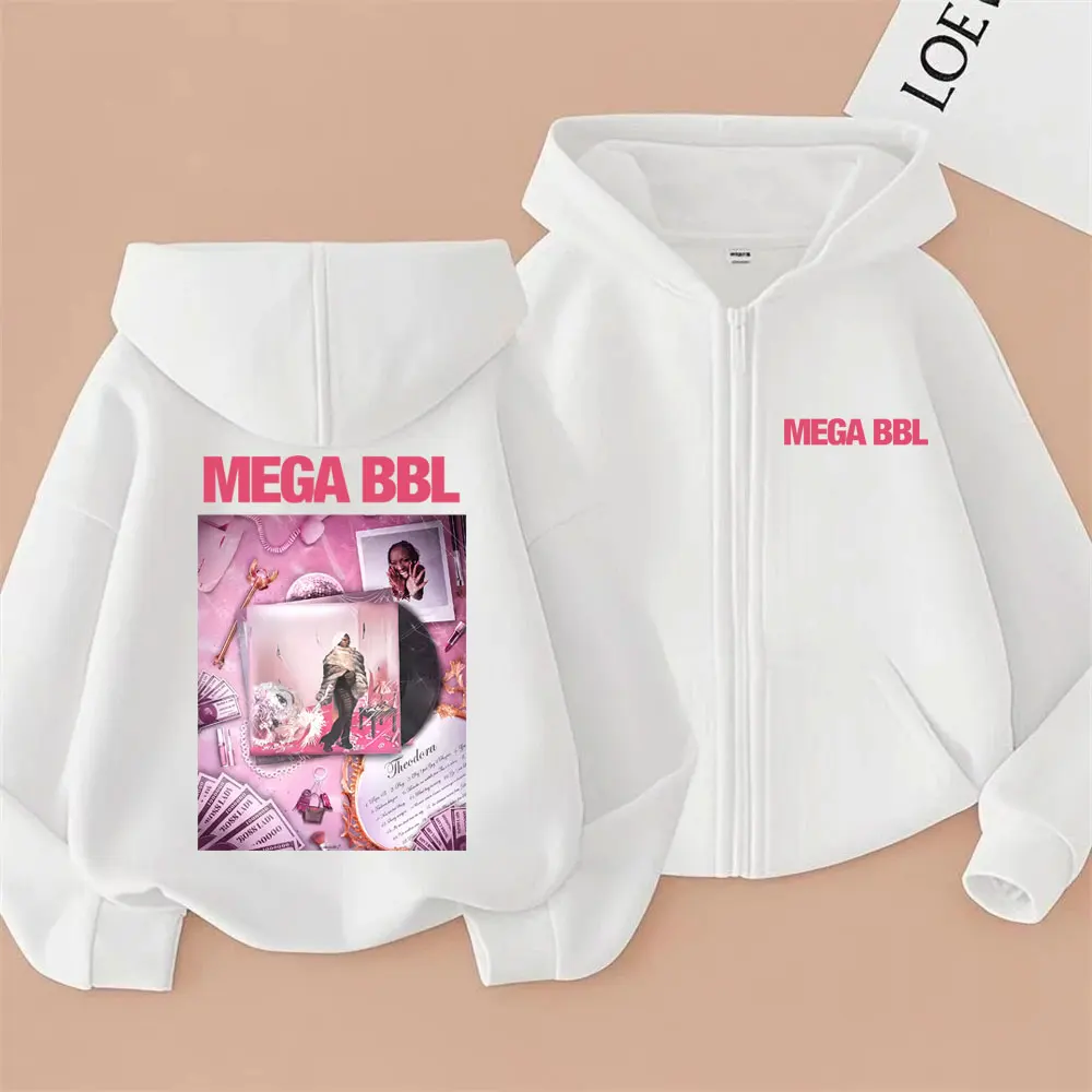 Theodora Mega Bbl Album Graphic Zipper Hoodie Men Women Clothing Fashion Oversized Zip Up Jacket Coat Man Casual Vintage Hoodies