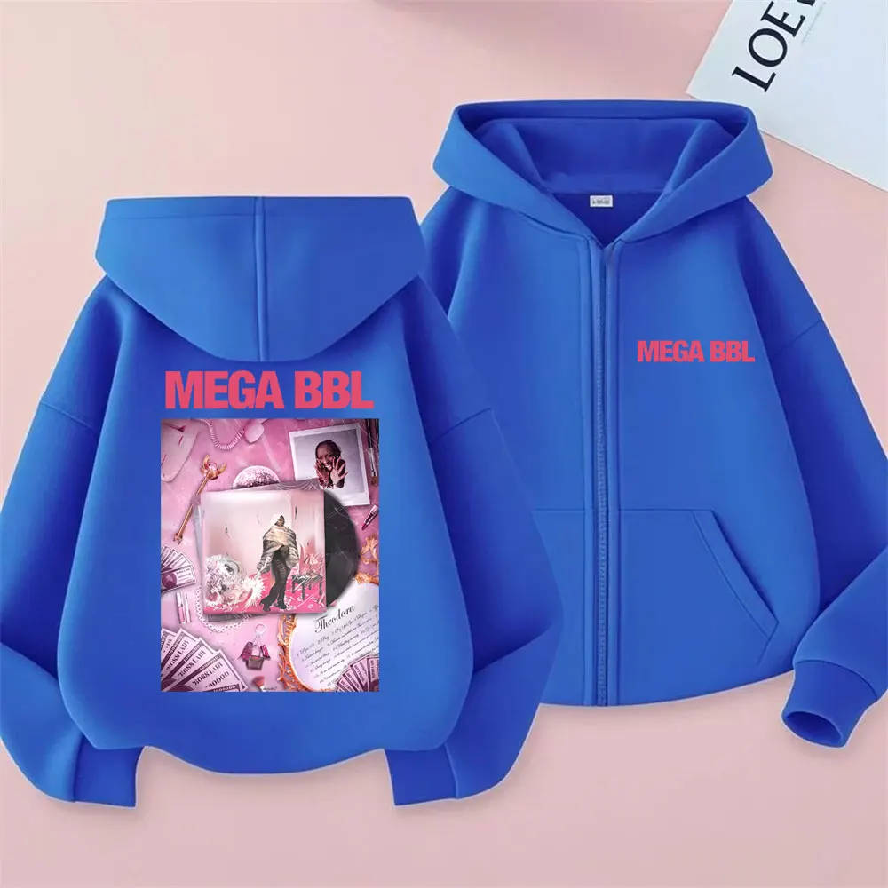 Theodora Mega Bbl Album Graphic Zipper Hoodie Men Women Clothing Fashion Oversized Zip Up Jacket Coat Man Casual Vintage Hoodies