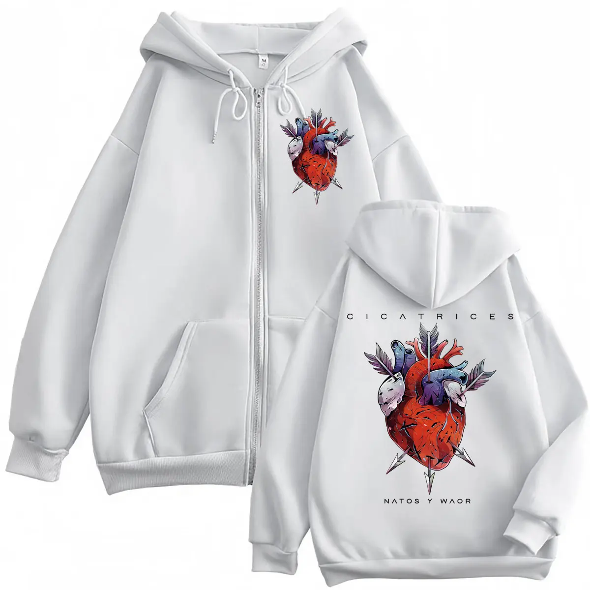 Rap Band Natos Y Waor Cicatrices Album Graphic Zipper Hoodies Hip Hop Fashion Zip Up Sweatshirts Men Women Oversized Pullovers