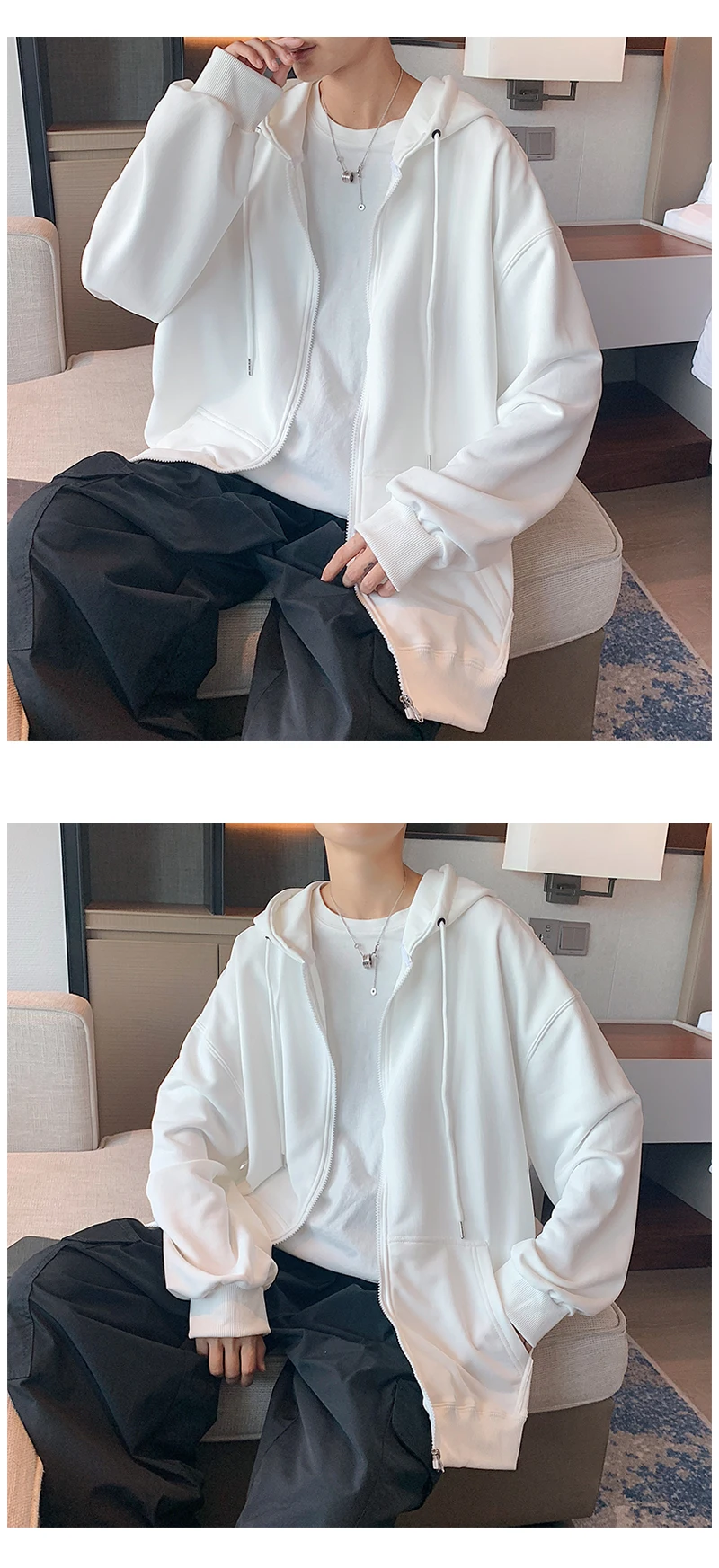 US Size Zip Up Hoodies Autumn Hooded Sweatshirts Men's Hoodie Cardigan Solid Color Classic Jacket Men Coat Men Clothing