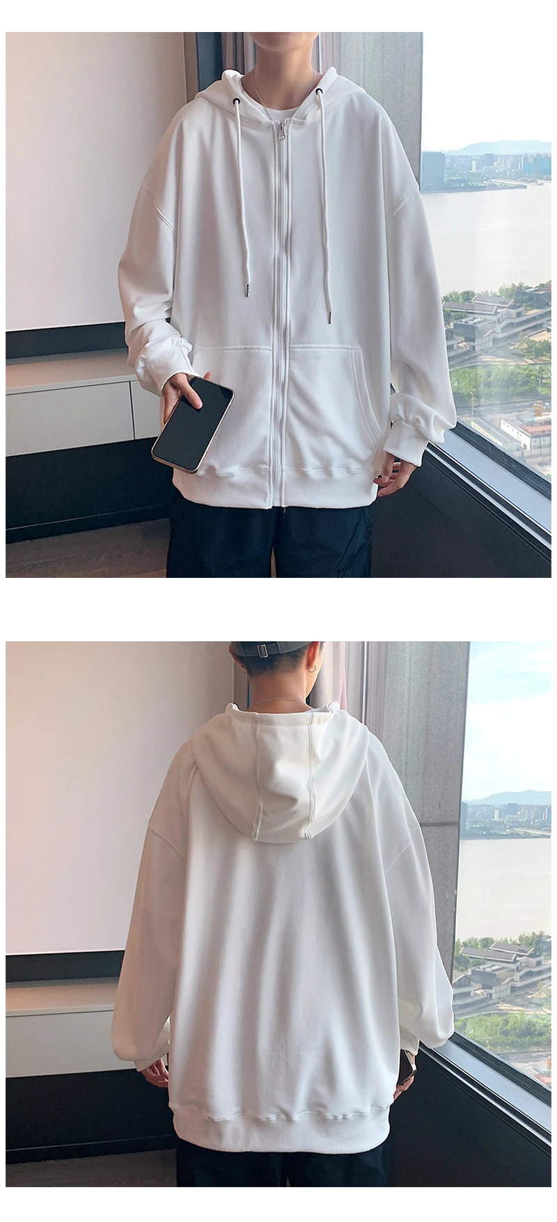 US Size Zip Up Hoodies Autumn Hooded Sweatshirts Men's Hoodie Cardigan Solid Color Classic Jacket Men Coat Men Clothing