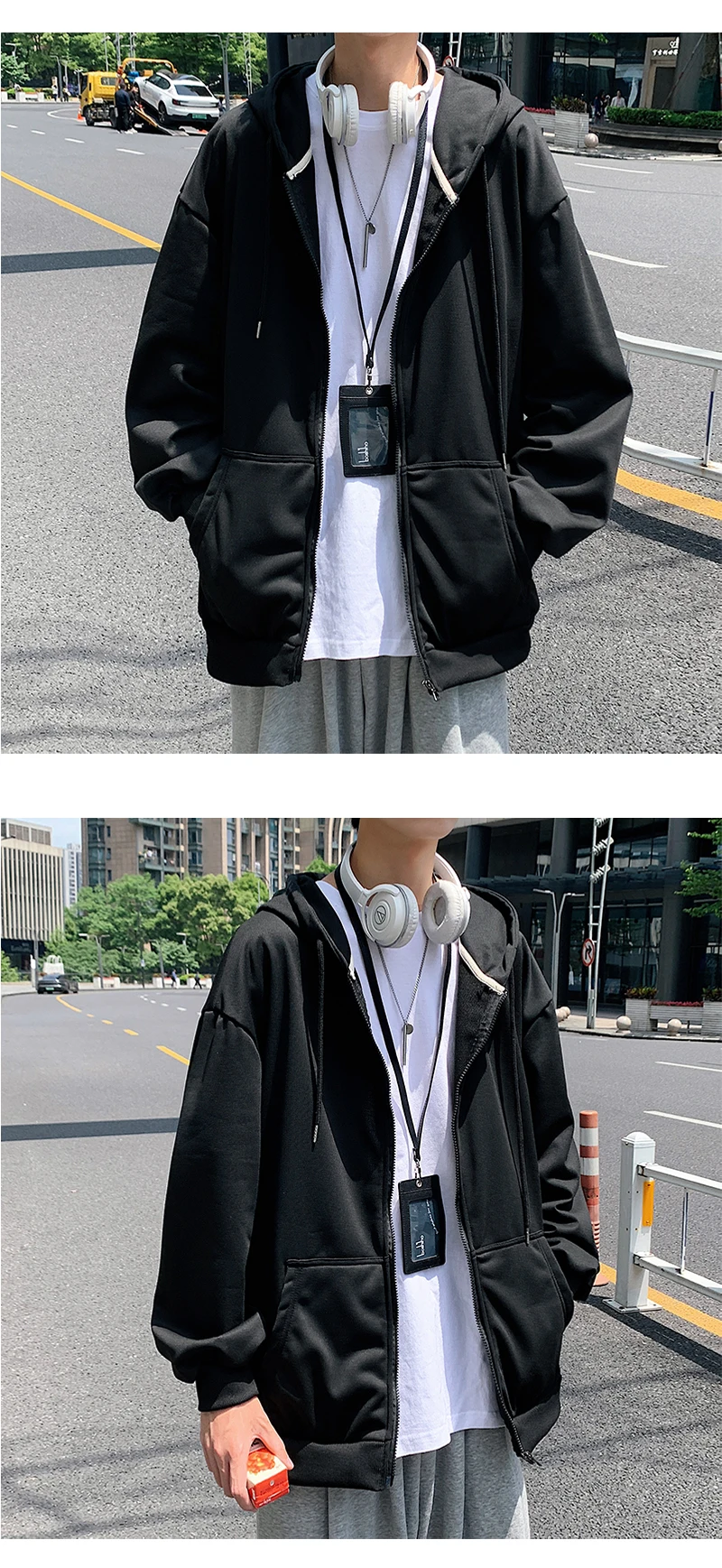 US Size Zip Up Hoodies Autumn Hooded Sweatshirts Men's Hoodie Cardigan Solid Color Classic Jacket Men Coat Men Clothing