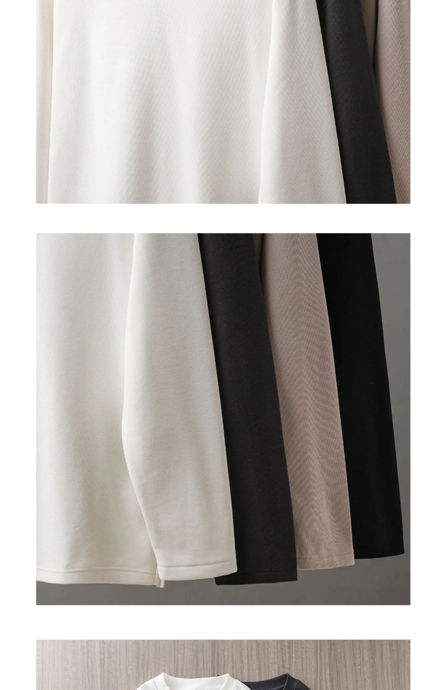 DUKEEN 400G Heavyweight Fleece-Lined Men's Sweatshirts Autumn and Winter Waffle Fabric Crew Neck Long Sleeve Warm Undershirts