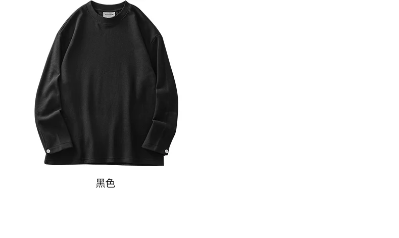 DUKEEN 400G Heavyweight Fleece-Lined Men's Sweatshirts Autumn and Winter Waffle Fabric Crew Neck Long Sleeve Warm Undershirts