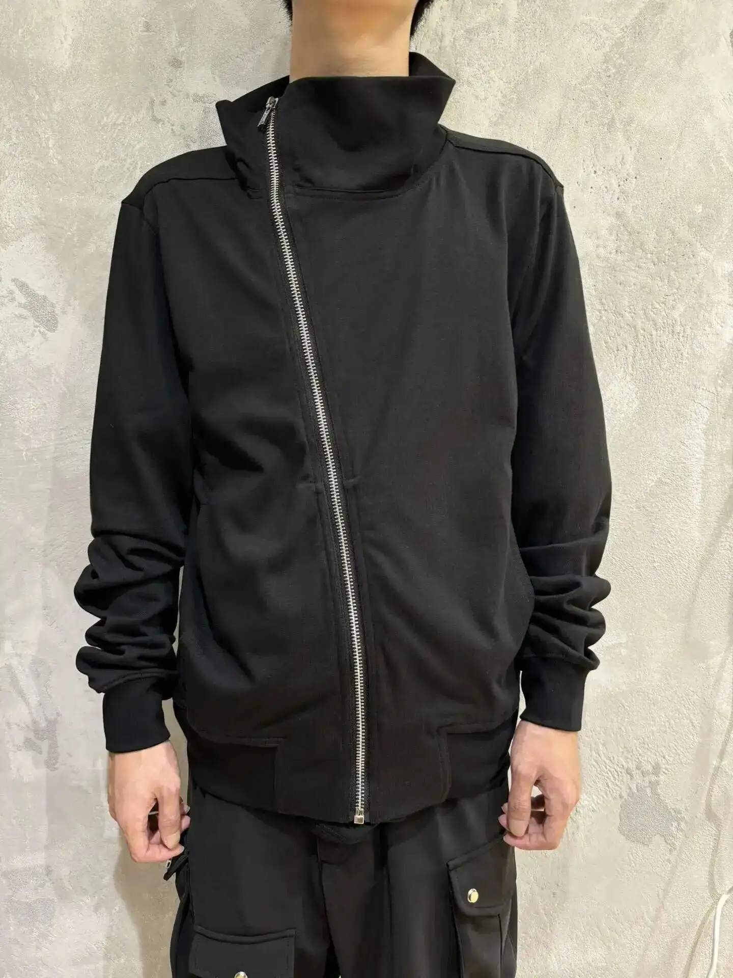 PFNW Darkwear High Quality Minimalist Outerwear Slant Zipper Turtleneck Cardigan Sweatshirt Jacket Men 2026 Spring New 28W5603