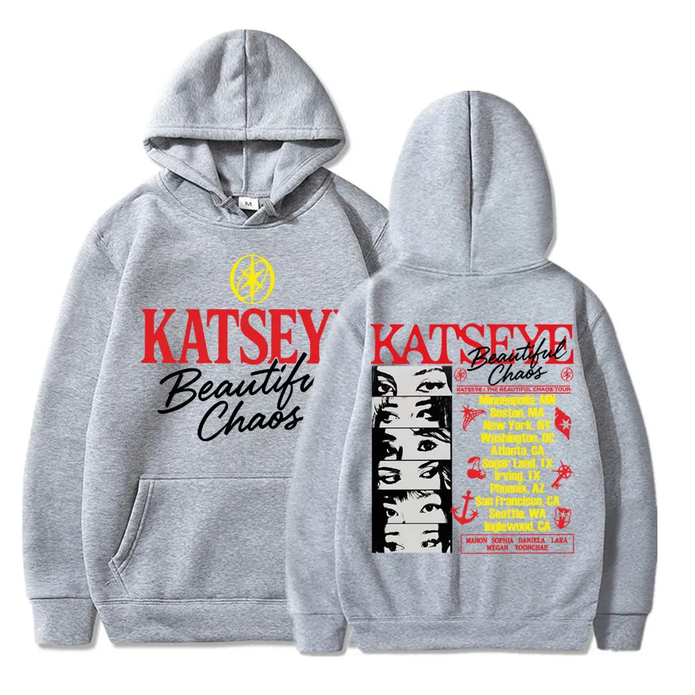Kpop Katseye Beautiful Chaos Album Hoodie Fashion Hip Hop Vintage Harajuku Men Women Pullover Fleece Loose Sportwear Streetwear