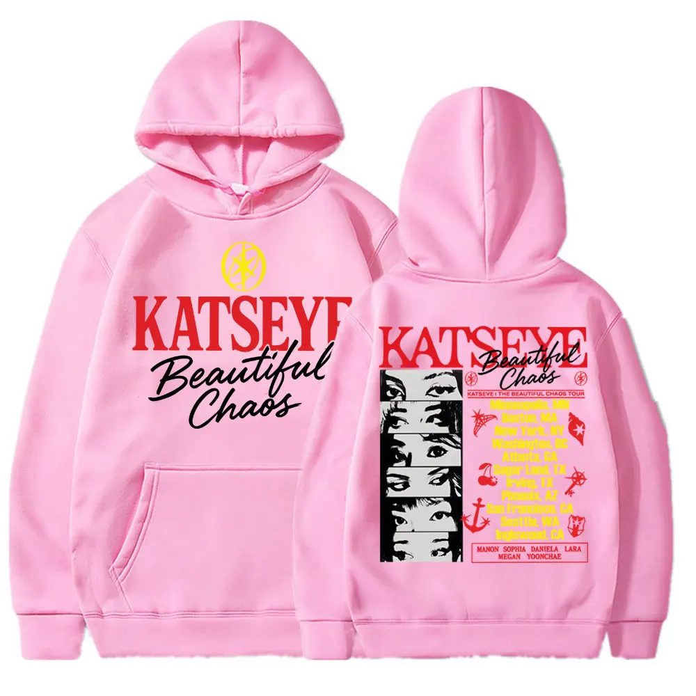 Kpop Katseye Beautiful Chaos Album Hoodie Fashion Hip Hop Vintage Harajuku Men Women Pullover Fleece Loose Sportwear Streetwear