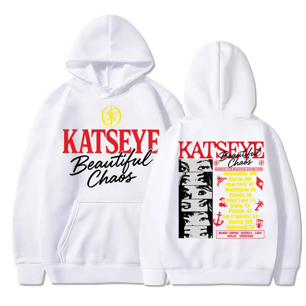 Kpop Katseye Beautiful Chaos Album Hoodie Fashion Hip Hop Vintage Harajuku Men Women Pullover Fleece Loose Sportwear Streetwear